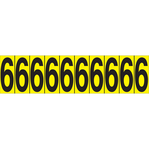 Individual Adhesive Number Markers, 6, 1-15/16" H, Black on Yellow Stor-it Systems
