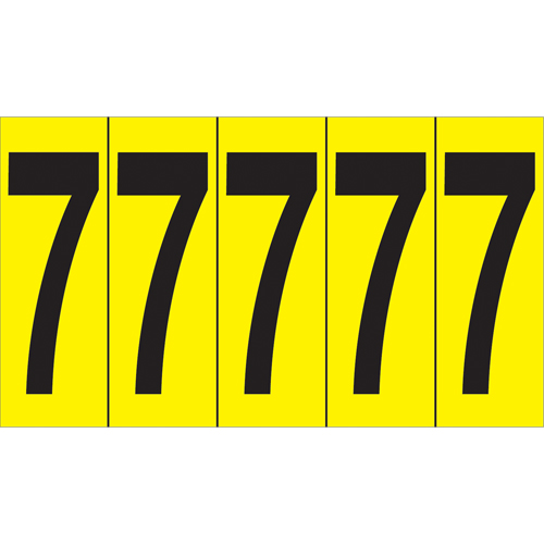 Rep&egrave;res adh&eacute;sifs &agrave; chiffres individuels, 7, 3-7/8" h, Noir sur jaune Stor-it Systems