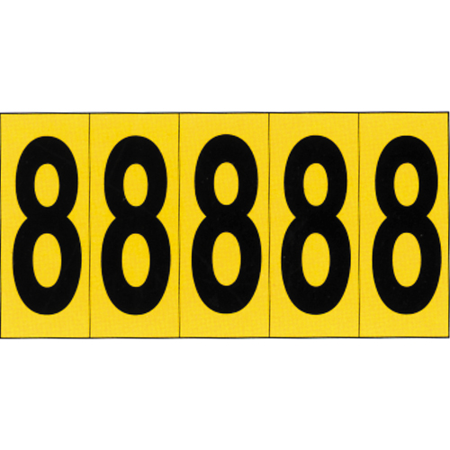 Rep&egrave;res adh&eacute;sifs &agrave; chiffres individuels, 8, 3-7/8" h, Noir sur jaune Stor-it Systems