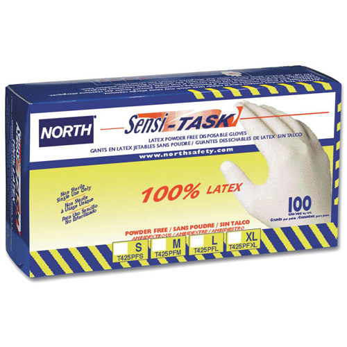Gants jetables North Sensi-Task, Petit, Latex, 5 mils, Sans poudre, Blanc Stor-it Systems