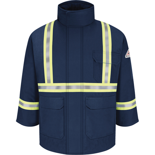 Flame Resistant Parkas with Reflective Striping, Men's, 3X-Large, Navy Blue Stor-it Systems