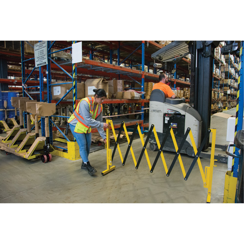 Expandable Barrier, 37" H x 11' L, Black/Yellow Stor-it Systems