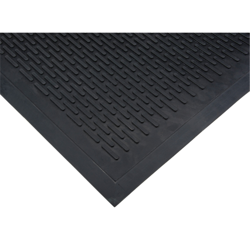 Tapis &agrave; profil bas, Caoutchouc, Grattoir Type, Motif Plein, 3' x 5', Noir Stor-it Systems