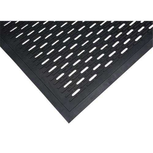 Low-Profile Matting, Rubber, Scraper Type, Slotted Pattern, 3' x 5', Black Stor-it Systems