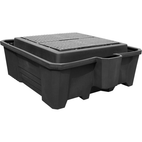 Palette de confinement avec drain, Capacit&eacute; de d&eacute;versement 385 gal., 73" x 80,5" x 29,5" Stor-it Systems