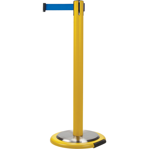 Barri&egrave;res sur pieds pour le contr&ocirc;le des foules, Acier, 35" h, Ruban Bleu, Longueur du ruban 7' Stor-it Systems