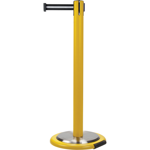 Barri&egrave;res sur pieds pour le contr&ocirc;le des foules, Acier, 35" h, Ruban Noir/Blanc, Longueur du ruban 7' Stor-it Systems