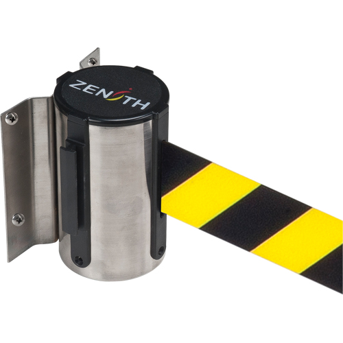 Wall Mount Barrier, Steel, Screw Mount, 7', Black/Yellow Tape Stor-it Systems