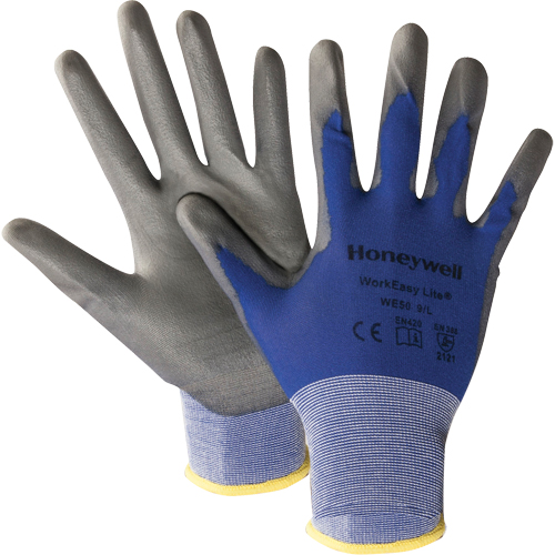 North&reg; Workeasy&reg; WE50 Lite Gloves, 9/Large, Polyurethane Coating, 18 Gauge, Nylon Shell Stor-it Systems
