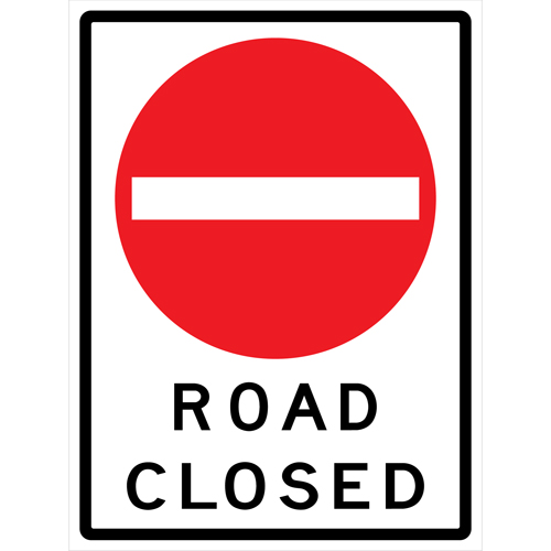 "Road Closed" Roll-Up Traffic Sign, 36" x 48", Vinyl, English with Pictogram Stor-it Systems