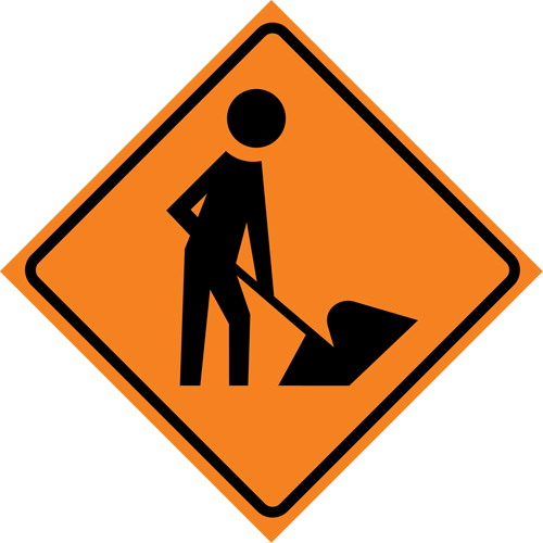 Men at Work Roll-Up Traffic Sign, 29-1/2" x 29-1/2", Vinyl, Pictogram Stor-it Systems