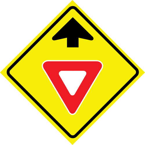 "Yield Ahead" Roll-Up Traffic Sign, 36" x 36", Vinyl, Pictogram Stor-it Systems
