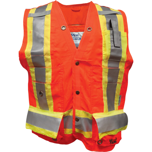 Surveyor FR Safety Vest, High Visibility Orange, Small, Polyester Stor-it Systems