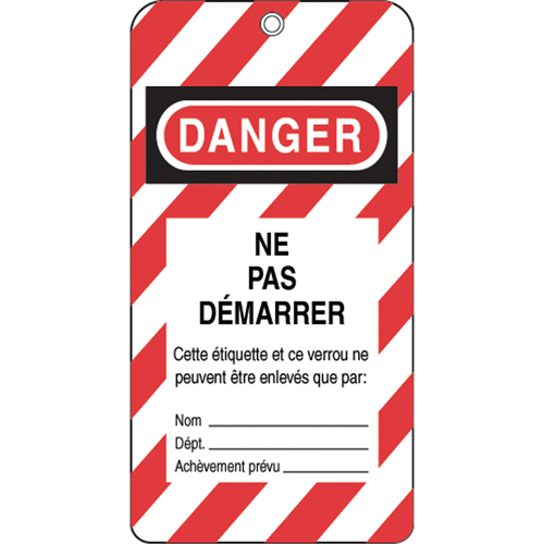 &eacute;tiquettes de verrouillage, Plastique, 3" la x 5-3/4" h, Français Stor-it Systems
