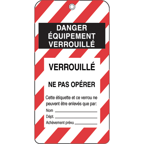 &eacute;tiquettes de verrouillage, Plastique, 3" la x 5-3/4" h, Français Stor-it Systems