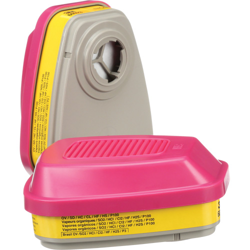 Cartouches pour respirateur s&eacute;rie 6000, Cartouche gaz/vapeur, Vapeurs organiques/Gaz acides/P100 Stor-it Systems