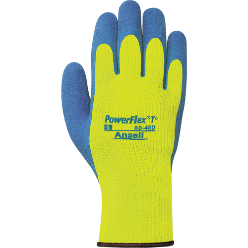 Gants PowerFlex T° Hi Viz 80-400, 7/Petit, R&ecirc;vetement Latex de caoutchouc, Calibre 7, Enveloppe en Tissu &eacute;ponge Stor-it Systems