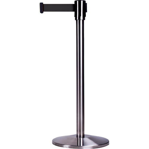 Free-Standing Crowd Control Barrier, Steel, 35" H, Black Tape, 7' Tape Length Stor-it Systems