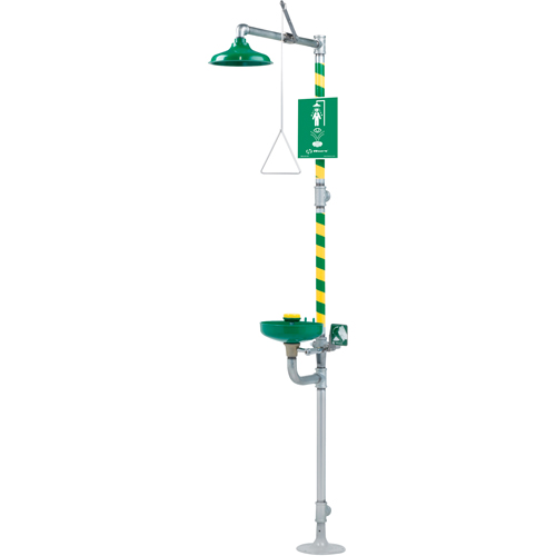 Combination Emergency Shower and Eye/Face Wash Stations, Pedestal Stor-it Systems