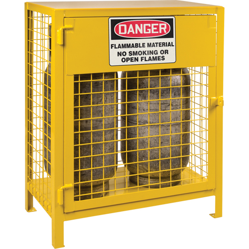 Gas Cylinder Cabinets, 2 Cylinder Capacity, 30" W x 17" D x 37" H, Yellow Stor-it Systems