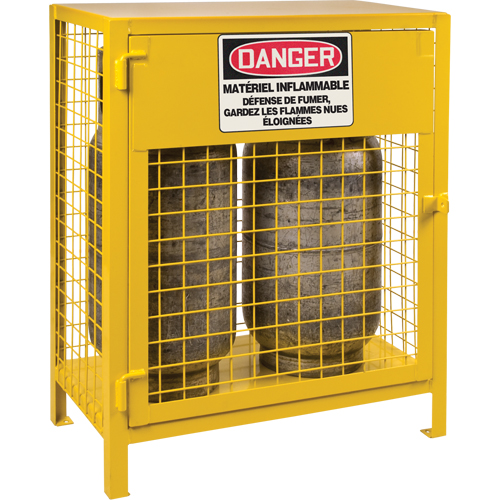 Gas Cylinder Cabinets, 2 Cylinder Capacity, 30" W x 17" D x 37" H, Yellow Stor-it Systems