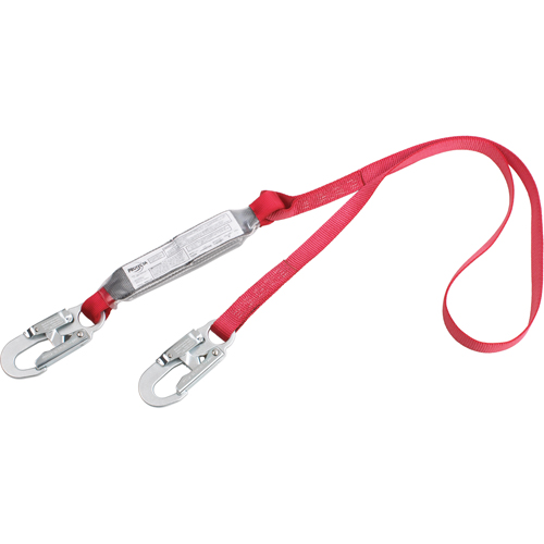 PRO Shock Absorbing Lanyards, 4', Snap Hook Center, Snap Hook Leg Ends, Polyester Stor-it Systems