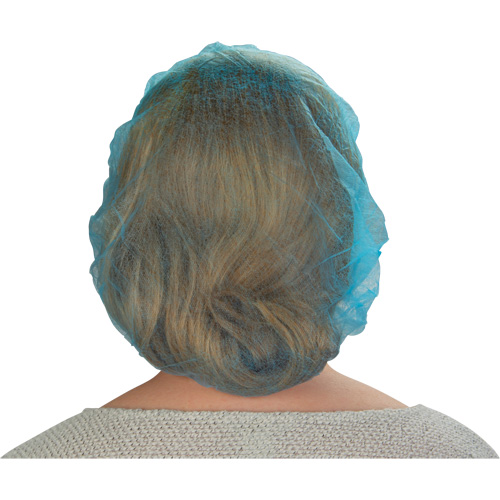 Non-Woven Bouffant Caps, Polypropylene, 21"/Large, Blue Stor-it Systems