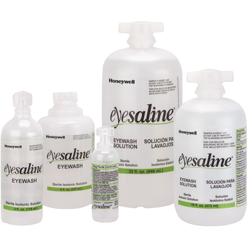 Bouteilles de solution saline pour douche oculaire, Bouteille Plein, 32 oz Stor-it Systems