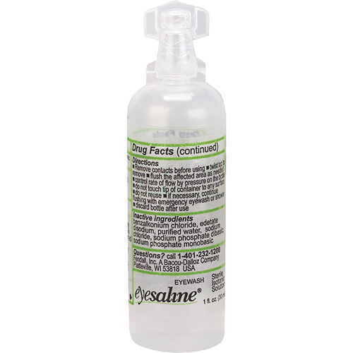 Bouteilles de solution saline pour douche oculaire, Bouteille Plein, 1 oz Stor-it Systems