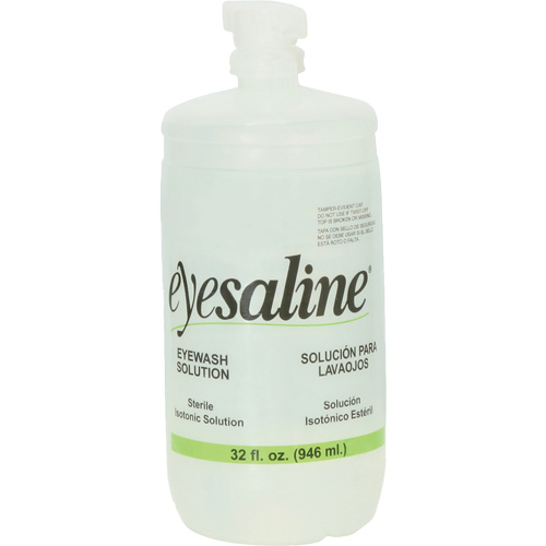 Bouteilles de solution saline pour douche oculaire, Bouteille Plein, 32 oz Stor-it Systems