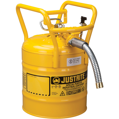 D.O.T. AccuFlow Safety Cans, Type II, Steel, 5 US gal., Yellow, FM Approved Stor-it Systems