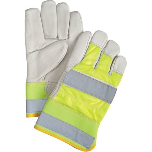 Premium Quality High Visibility Fitters Gloves, Large, Grain Cowhide Palm Stor-it Systems