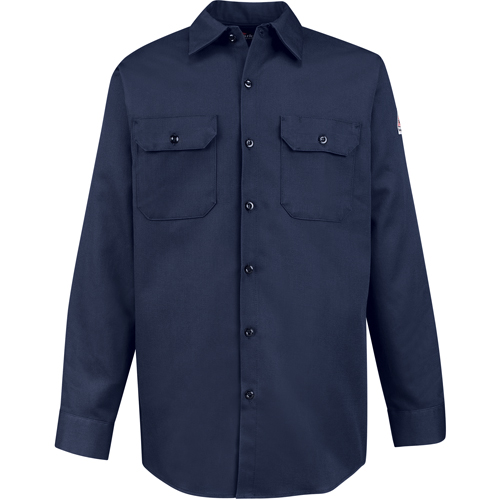 Flame-Resistant Work Shirts, Small, Navy Blue Stor-it Systems