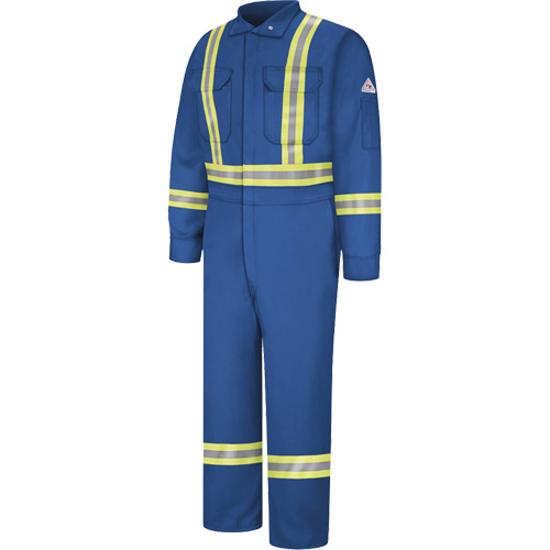 Flame-Resistant Premium Coveralls with Reflective Trim, Size 38, Royal Blue, 12.2 cal/cm² Stor-it Systems