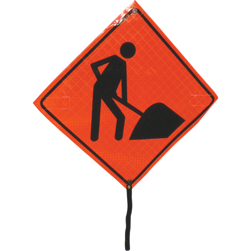 Men At Work Rolled Sign, 24" x 24", Vinyl, Pictogram Stor-it Systems