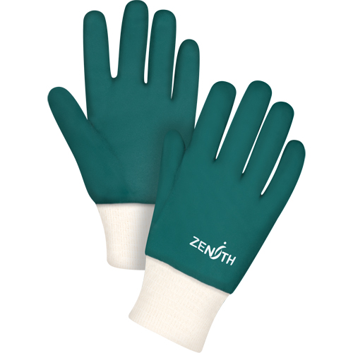 Double Dipped Green Gloves, 10" L, PVC, Cotton Jersey Inner Lining, 70-mil Stor-it Systems