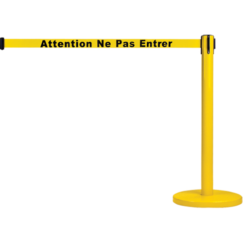 Free-Standing Crowd Control Barrier, Steel, 35" H, Yellow Tape, 7' Tape Length Stor-it Systems