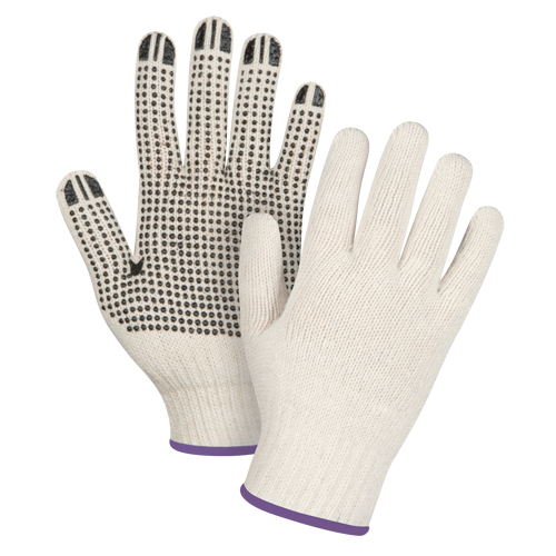 Heavyweight Dotted String Knit Gloves, Poly/Cotton, Single Sided, 7 Gauge, X-Small Stor-it Systems