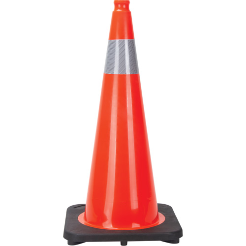 C&ocirc;ne de signalisation, 28", Orange, Bande(s) r&eacute;fl&eacute;chissante(s) 4" Stor-it Systems