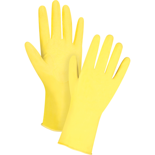 Canary Yellow Chemical-Resistant Gloves, Size 7, 12" L, Latex, Flock-Lined Inner Lining, 15-mil Stor-it Systems