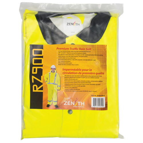 RZ900 Premium Traffic Rain Suit, Polyester/PVC, Medium, Lime-Yellow Stor-it Systems