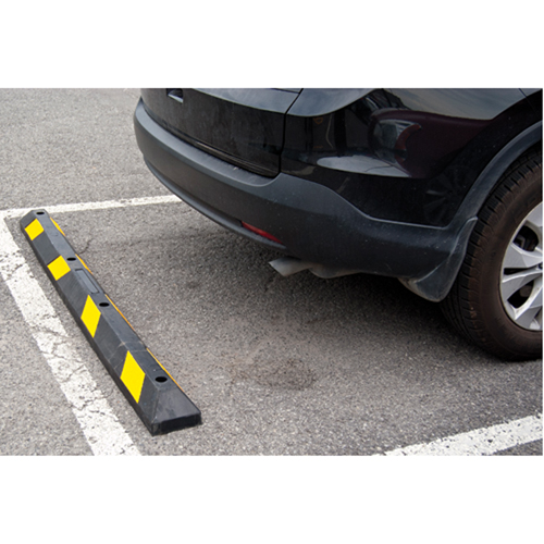 Parking Curb, Rubber, 6' L, Black/Yellow Stor-it Systems