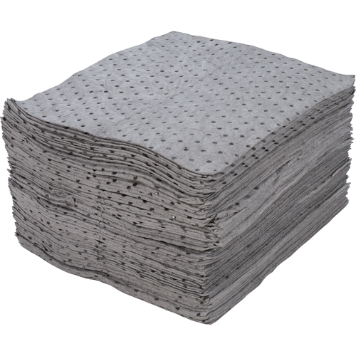 Feuilles absorbantes en fibres fines de premi&egrave;re qualit&eacute;, Universel, 15" x 17", 25 gal. d'absorption Stor-it Systems