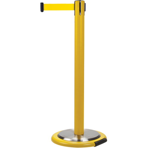 Free-Standing Crowd Control Barrier, Steel, 35" H, Yellow Tape, 7' Tape Length Stor-it Systems