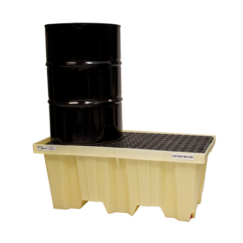 Palettes Poly-Spillpallet emboîtables sans drain pour 2 barils, Capacit&eacute; de d&eacute;versement 66 gal. US, 51" x 26" x 21" Stor-it Systems