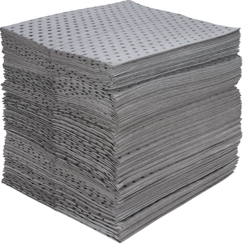 Feuilles absorbantes en fibres fines de calibre industriel, Universel, 15" x 17", 40 gal. d'absorption Stor-it Systems
