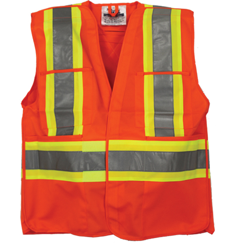 Veste de s&eacute;curit&eacute; pour la circulation, Orange haute visibilit&eacute;, 2T-Grand/3T-Grand, Polyester Stor-it Systems