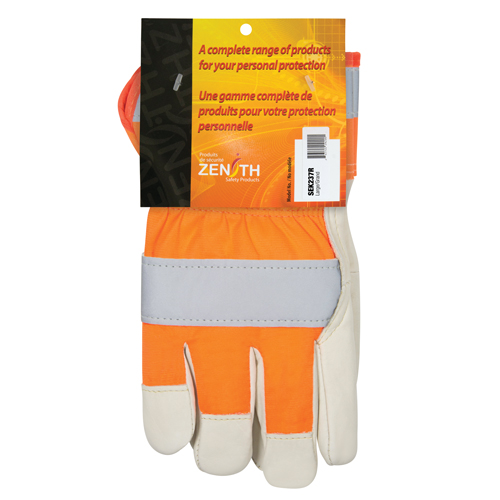 Gants d'ajusteur &agrave; chaleur sup&eacute;rieure orange haute visibilit&eacute;, Grand, Paume en Cuir fleur de vache, Doublure en Thinsulate Stor-it Systems