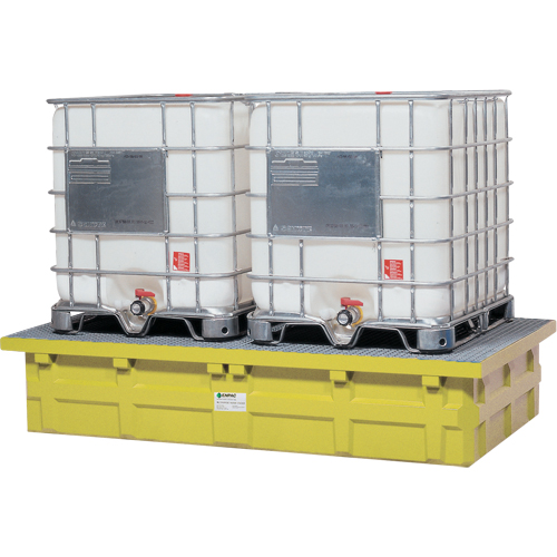 GRV double &agrave; dessus bas avec drain, Capacit&eacute; de d&eacute;versement 385 gal. US, 110" x 55" x 20" Stor-it Systems