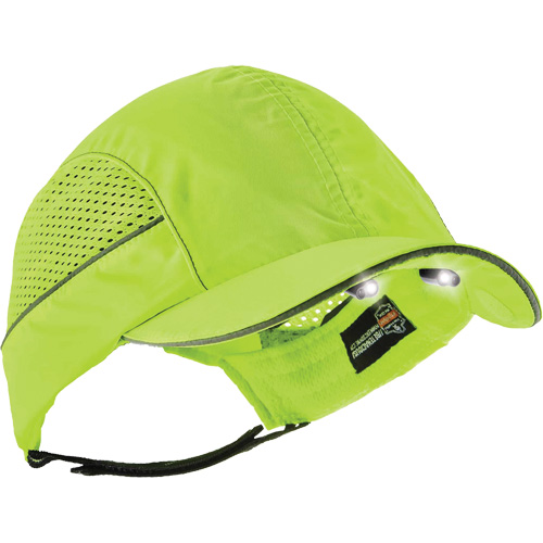 Skullerz&reg; 8960 Long Brim Bump Cap with LED Lighting, High Visibility Lime Green Stor-it Systems